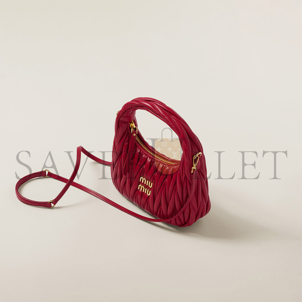 MIU MIU WANDER MATELASSÉ NAPPA LEATHER HOBO BAG 5BC125 (20*17*6cm) MIU MIU WANDER MATELASSÉ NAPPA LEATHER HOBO BAG 5BC125 (20*17*6cm)